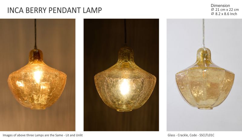INCA BERRY PENDANT LAMP  by Sahil & Sarthak Crackle Finish